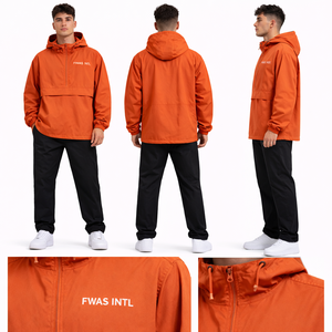 Chaqueta Anorak Personalizada para Hombre, Chaqueta Cortavientos con Capucha y Media Cremallera, Estilo Casual, Venta al Por Mayor B2B - Product Image 5