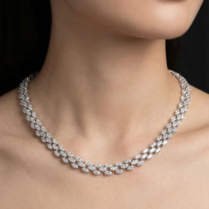 Collier de luxe unisexe vintage avec diamant rond taille brillant en or massif 14 carats certifié IGI, bijoux de mariage - Product Image 1