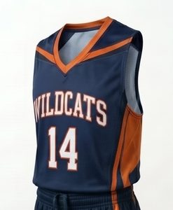 Conjunto de Camiseta de Baloncesto Wildcats para Hombre, Azul Marino y Naranja, Sublimada, Cuello en V, Sin Mangas, Pantalones Cortos con Cordón Ajustable, Ajuste Atlético, Absorbe la Humedad - Product Image 4