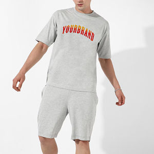 Conjunto de 2 Piezas de Camiseta y Pantalones Cortos Extra Grandes de Algodón 100% de 350 g/m² para Hombre, Transpirable, Estilo Hip Hop, para Correr - Product Image 6