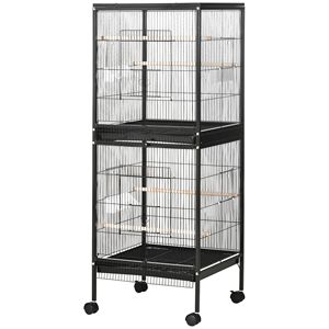 Elegante Gabbia Nera da 55 Pollici per Uccelli (Fringuelli e Pappagallini) con Ruote Facili da Spostare - Product Image 1