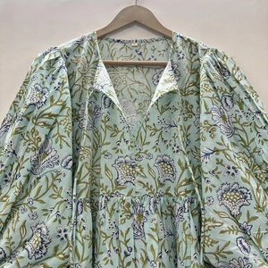 Vestido Casual Midi para Mujer, Tejido 100% Algodón, Liso, Manga Corta, Cintura Imperio, Estilo Babydoll, Cuello en V, Holgado, Funcional - Product Image 2