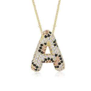 Collar de Leopardo Chapado en Oro con Circonitas Cúbicas Estilo Hip Hop para Mujer, Joyería de Lujo, Colgante con Letras Iniciales del Alfabeto A-Z (26 Letras Mayúsculas) - Product Image 3