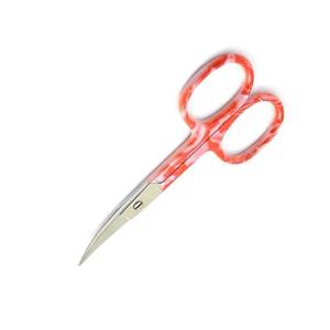 Ciseaux à manucure avec lames courbes en acier inoxydable, poignées en plastique marbré rouge pour la coupe des cuticules, outils de beauté pour adultes - Product Image 6