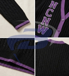 NCNW Sorority Cardigan <b>Sweater</b> Purple Embroidery Stylish College Apparel for Women Winter Knitwear Casual Acrylic Knit <b>Sweater</b> - Product Image 3