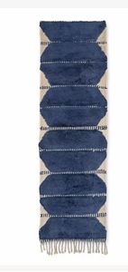 Alfombra de lana azul y blanca anudada a mano de 2.5 x 10 pies, ecológica, antideslizante, para sala de estar, habitación infantil, hoteles, oficina. - Product Image 3