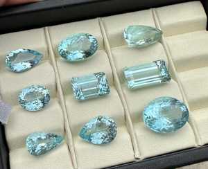 Piedras Preciosas Sueltas Facetadas de Aguamarina Natural, Piedras de Aguamarina Azul para Joyería, Anillos, Colgantes, Proveedor Mayorista, Venta B2B - Product Image 1