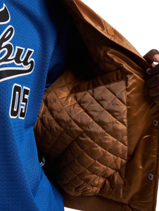 Veste de baseball en satin en gros, veste universitaire personnalisée avec logo, veste de baseball en satin matelassée pour homme avec doublure hiver - Product Image 2