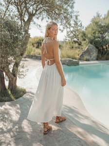 Women White Cotton Maxi <b>Dress</b> Sleeveless <b>Boho</b> Beach <b>Dress</b> Loose Fit <b>Summer</b> Resort Wear - Product Image 6