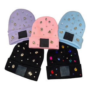 Black Rhinestone Beanie Hat Multicolor Gems Cuffed Knit <b>Winter</b> <b>Cap</b> Streetwear Custom Beanie Manufacturer Y2K Style Unisex <b>Winter</b> - Product Image 1