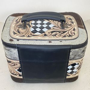 Estuche de Joyería de Cuero Vacuno a Cuadros 2025, Diseño Inspirado en Corazones, Organizador de Joyería Hecho a Mano, Estuche de Viaje para Mujer - Product Image 5