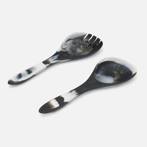 Elegant Brown White Marble Effect Salad Serving Spoon Set Handmade Decorative Kitchen Utensils for Dining and <b>Buffet</b> <b>Table</b> - Product Image 3