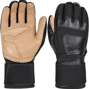 Guantes de Bateo de Cuero Negros Transpirables con Cierre de Velcro Unisex para Adultos, Guantes de Bateo de Béisbol para Entrenamiento - Product Image 1
