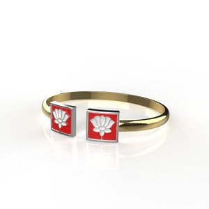 Pulsera Minimalista Chapada en Oro de 22k con Diseño de Loto en Esmalte Rojo, Unisex, para Uso Diario - Product Image 2