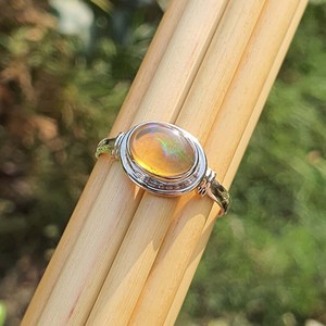 Handmade Ethiopian Opal Stackable <b>Ring</b> Sterling <b>Silver</b> Rainbow Fire Opal October Birthstone Gift For <b>Men</b> And Women - Product Image 3