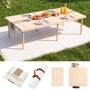 Mango Wood <b>Foldable</b> Picnic <b>Table</b> Set with 6 <b>Chairs</b> | Wholesale Outdoor Furniture - Product Image 4
