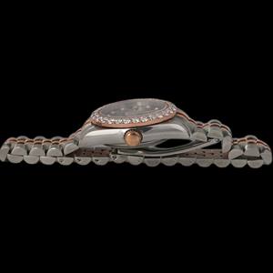 Montre unisexe de fabrication artisanale avec boîtier rond en acier inoxydable bicolore, mouvement à quartz, cadran en verre et diamants Moissanite de précision - Product Image 6