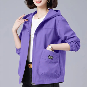 2023 nueva chaqueta de otoño para mujer, cortavientos informal de manga larga, chaqueta Bomber con cremallera y bolsillo con capucha para mujer, prendas de vestir exteriores para mujer- - Product Image 1