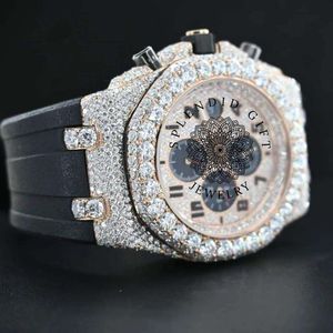 Splendide montre de luxe avec diamants, bracelet en moissanite/argent de 28 mm, mouvement à quartz analogique ETA, cadran à chiffres romains, saphir - Product Image 4