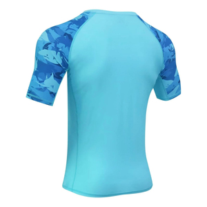 Camisetas de compresión al por mayor para gimnasio, para adultos, de media manga, de poliéster y spandex, con logo personalizado, tipo rash guard. - Product Image 4