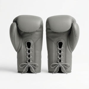 Guantes de Boxeo Profesionales de Último Diseño, Cuero PU Duradero, para Entrenamiento y Sparring, Todas las Temporadas, Gris, con Cordones, Diseño Juvenil para Fitness - Product Image 1
