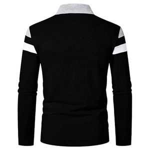 Camiseta Polo de Manga Larga con Cierre y Rayas, Fabricada en Fábrica, con Tela Personalizada, para Hombre - Product Image 3