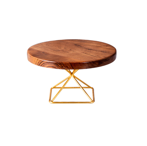 Soporte de pastel de diseño en madera y hierro con plataforma de exhibición contemporánea para pasteles y repostería - Product Image 4