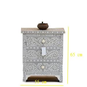 Mesa de Cajones con Incrustaciones de Hueso de ILAHI, Diseño Moderno con Detalles de Ágata, Almacenamiento de Tres Niveles, Mueble Portátil para el Hogar - Product Image 1