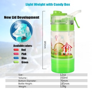 ขวดน้ำพลาสติกสำหรับเด็กปราศจากสาร BPA ละอองน้ำโรงเรียนสำหรับเด็ก350มล. ออกแบบได้ตามที่ต้องการ - Product Image 4