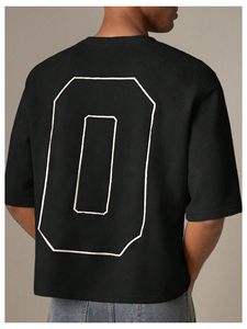 เสื้อยืดทรงบ็อกซี่ฟิตคุณภาพสูงสำหรับผู้ชาย ผ้าสโตนวอช โพลีเอสเตอร์คอตตอน เนื้อหนา ทรงโอเวอร์ไซส์ สไตล์สตรีทแวร์ลำลอง แฟชั่น มีหลายขนาด - Product Image 3