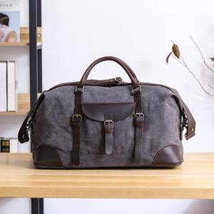 Bolsa de Viaje de Lona y Cuero, Impermeable, Bolsa de Fin de Semana, Equipaje de Mano, Bolsa de Gimnasio, Gran Capacidad, Elegante, LCTB-0045 - Product Image 1