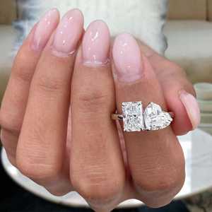 Toi Moi Moissanite 3CT Radiant & Heart Cut Diamond Two Stone <b>Ring</b> Original 925 Silver <b>Fine</b> Modern Gift Jewelry For Engagement - Product Image 2