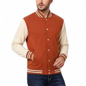Blouson universitaire pour homme à bouton unique, décontracté, en polaire, pour l'hiver, motif uni, séchage rapide, toile écologique - Product Image 2