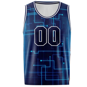 Maillot de basket-ball personnalisé pour homme, 100% polyester, sangle réglable, taille plus, manches courtes, uniforme de basket-ball OEM - Product Image 2
