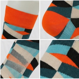 Crew <b>Socks</b> Geometric Pattern Blue Orange Breathable Cotton Spandex <b>Polyester</b> Adult Casual Summer <b>Socks</b> - Product Image 4