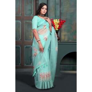 Bordado de hilo multicolor Trabajo Vestido de noche Ropa de fiesta Saree - Product Image 6