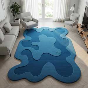 พรมขนสัตว์หรูหรา 90% วูล + 10% คอตตอน ทอมือ งานดีไซน์สไตล์สแกนดิเนเวียน ทันสมัย ผลิตตามสั่ง ป้องกันสัตว์เลี้ยง ไม่ลื่น ขนหนานุ่ม - Product Image 4