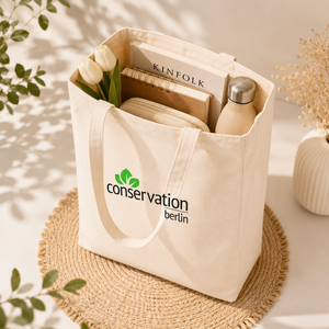 Sac fourre-tout en toile de coton de luxe avec personnalisation de la marque |   Sac de courses et de voyage réutilisable écologique, élégant et de qualité supérieure - Product Image 3
