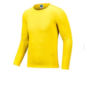 Camiseta de Manga Larga Amarilla para Hombre, Cuello Redondo, Tejida, Color Sólido, Corte Regular Informal - Product Image 1