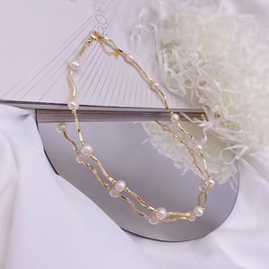 Collar de Perlas de Agua Dulce Naturales para Mujer, Diseño Retro de Nicho con Cadena Cómoda para Suéter - Product Image 4