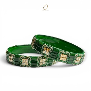 Ensemble de bracelets en verre plaqué or de qualité supérieure, tendance cachemiri, pour mariage, vente en gros, fabricant de bijoux indiens - Product Image 5