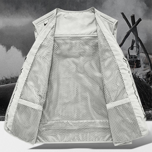 Unisex Mesh Breathable Fishing <b>Vest</b> <b>White</b> Color Multi Pockets Photography Travel Waistcoat Jacket For Adults And Youth - Product Image 5