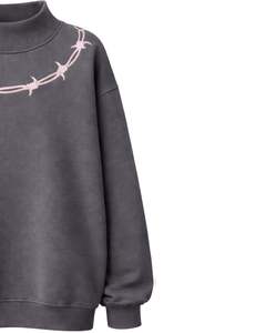 Sudadera Oversize de Forro Polar Gris Oscuro para Mujer, Cuello Alto, Estampado Gráfico, Cálida, Informal, de Invierno, Estilo Urbano, Top de Moda - Product Image 4