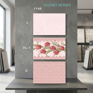 Spanish Style Pink Flower 3D Marble Look Hotel Interior Glossy Glazed Ceramic <b>Wall</b> Tiles 200x300mm Vistaar - Product Image 5