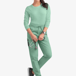 High Quality Women's Medical Uniforms Comfortable Knitted Polyester/Cotton Quick Dry Breathable <b>Scrub</b> <b>Sets</b> for Nurses Clinics - Product Image 1