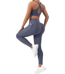 Ensemble de fitness pour femme à une bretelle, comprenant un legging de yoga à compression effet ventre plat et un soutien-gorge de sport - Product Image 4