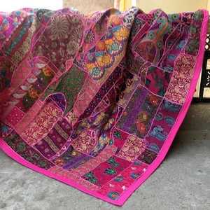 Tapisserie murale en coton brodée à la main avec motif animalier traditionnel d'éléphant, décoration de porte, magnifique, par les artisans indiens - Product Image 5