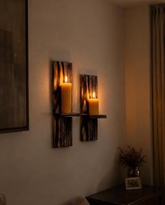Handcrafted Wooden <b>Wall</b> Mounted Candle Holder Rustic Decorative <b>Wall</b> <b>Sconce</b> Candle Stand for Home Decor - Product Image 4