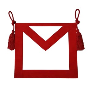 Delantal Masónico Rojo Single Star Trader con Panel Central Blanco y Borlas, Accesorio Formal para las Cuatro Estaciones, Modelo MR-1005 - Product Image 1