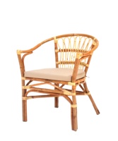 Fauteuil en rotin classique fait main FLADEO, design moderne asiatique en bois durable, pour la maison, le bureau, le salon, l'appartement modulaire, l'hôtel, la villa